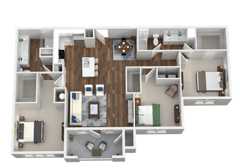 Floor plan for 3 beds, 2 baths, 1501 sqft
